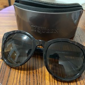 Alexander McQueen Gray Tortoiseshell Sunglasses